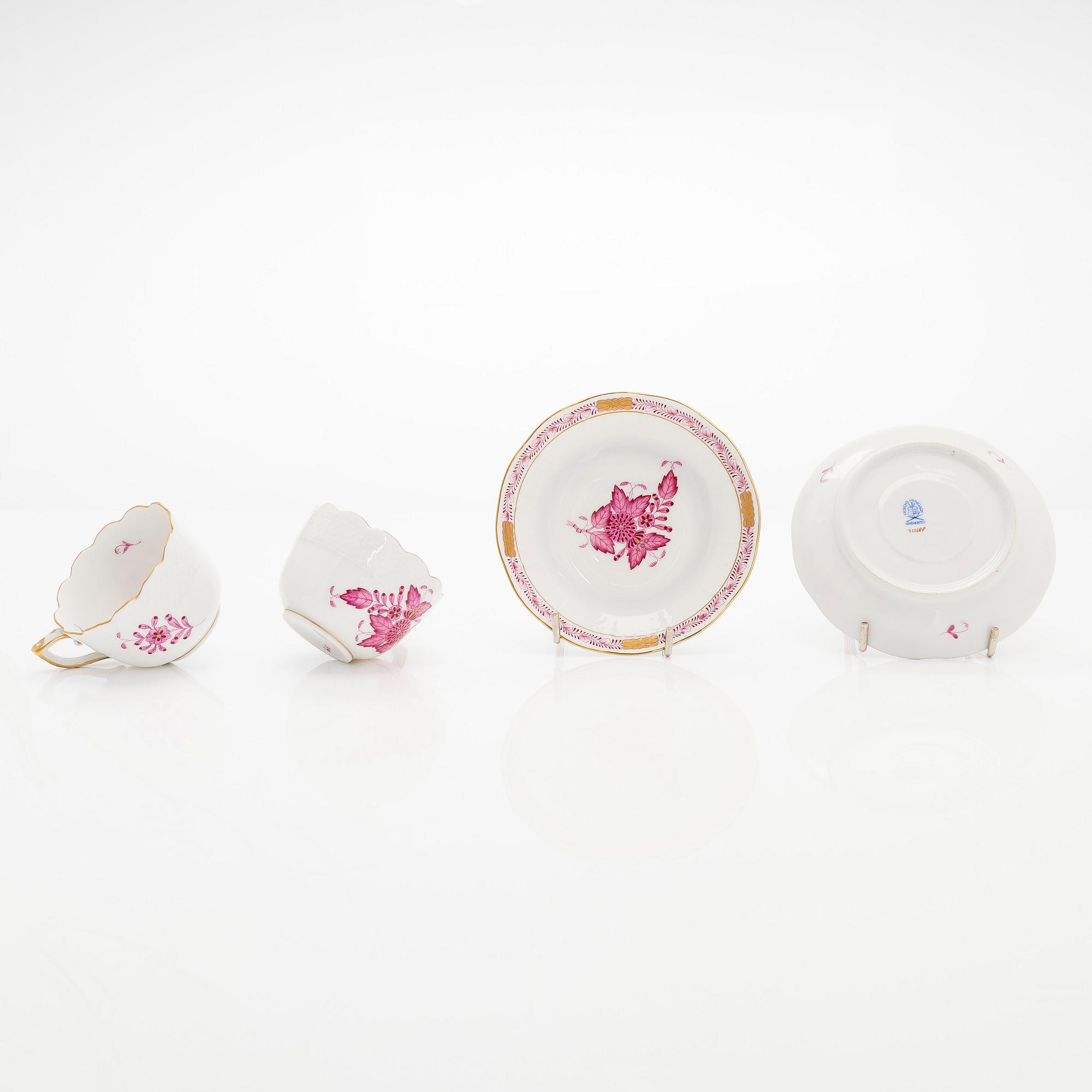 Herend, kaffeservis, 10 delar, porslin, "Apponyi"/"Chinese Bouquet", Ungern 1900-tal.