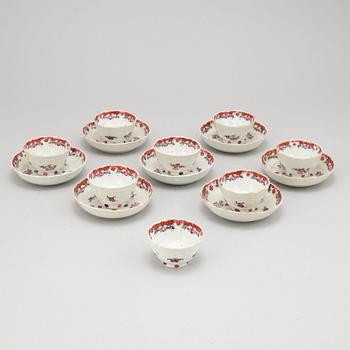 A set of seven famille rose cups with stands, Qing dynasty, Qianlong (1736-95).