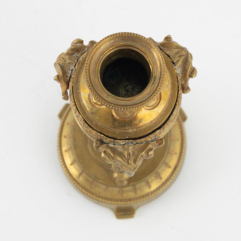 A pair of Napoleon III Louis XVI-style gilt-bronze cassolettes, later part of the 19th Century.