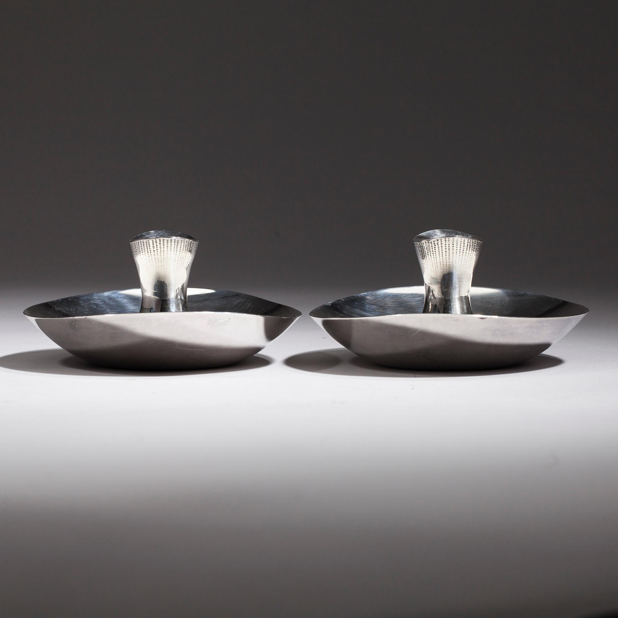 LJUSSTAKAR, ett par, silver, Tapio Wirkkala, Helsingfors 1966.