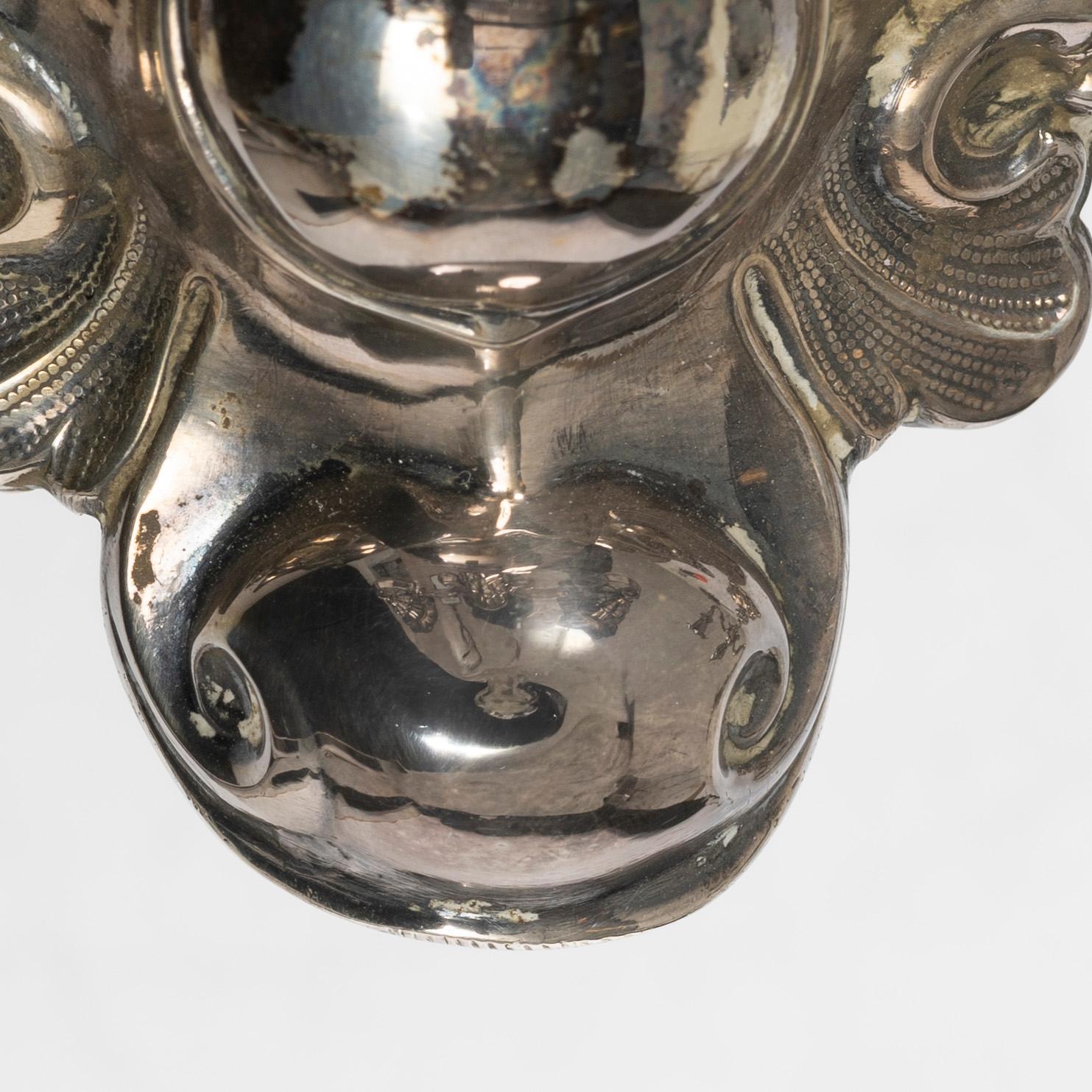 A pair of Baroque style silver candelabras, C.G.Hallberg, Stockholm, Sweden, 1945.