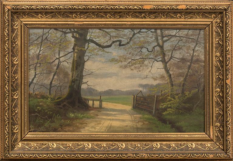 AUGUST JACOBSEN, oil on canvas. Signed.