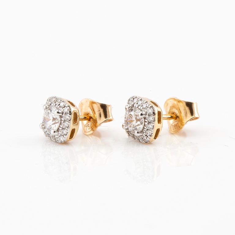 Earrings, one pair "Leonie", 18K red and white gold with round brilliant-cut diamonds, Hallbergs.