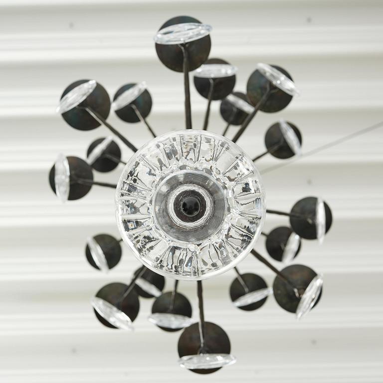 Erik Höglund, a wrought iron and glass chandelier, Boda Smide.