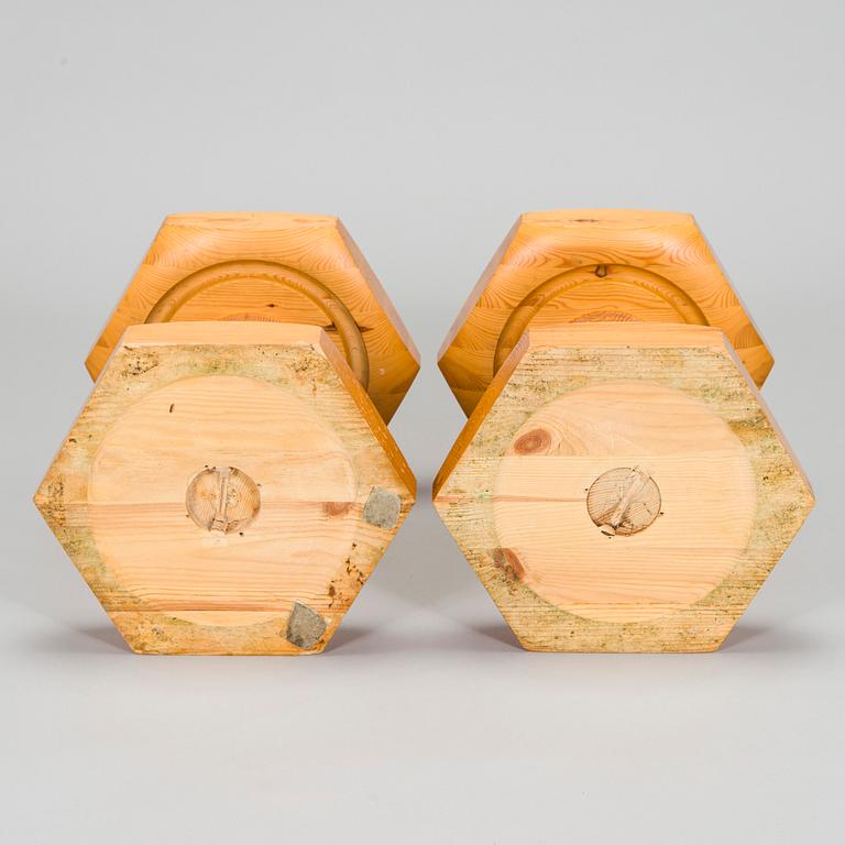 A set of two 1960/70s pine stools.