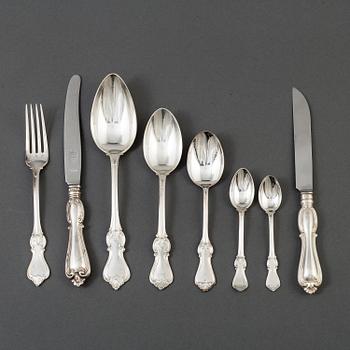 A set of 75 pieces model "Olga" silver flatware, including GAB  Stockholm, 20th century.