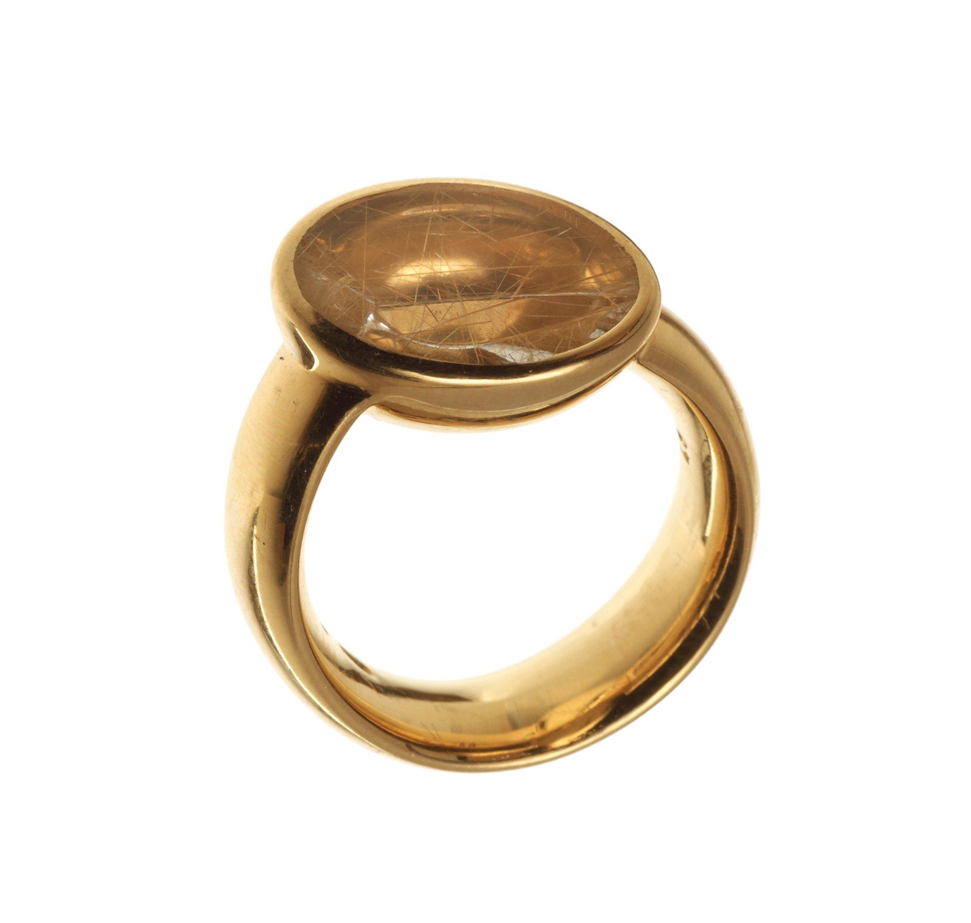 RING, 18k guld med rutilkvarts, "Nordic Summer", Kim Buck för Georg Jensen, Köpenhamn. Vikt ca12g.