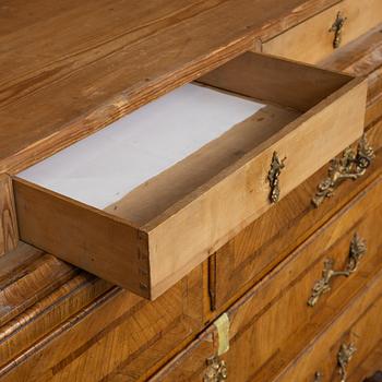 An oak veneered cabinet, mid 18th Century.