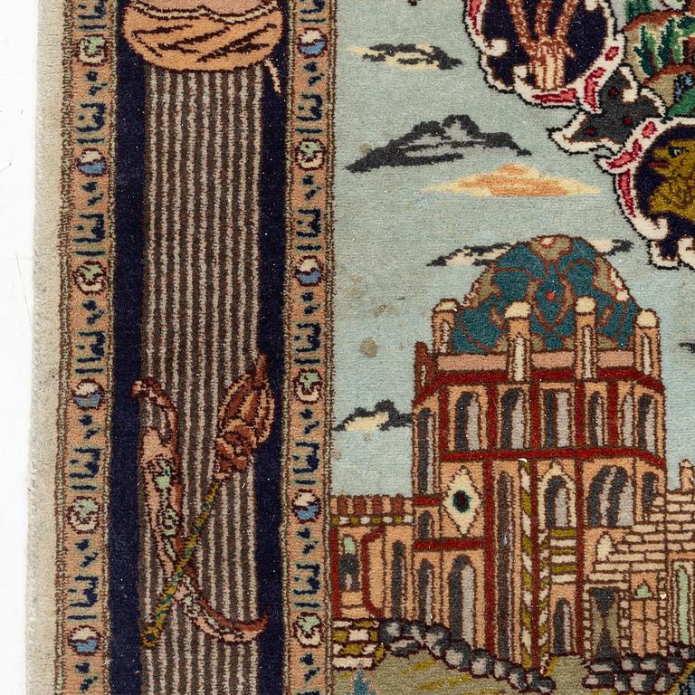 A rug, tabriz, figural, ca 163 x 98 cm.