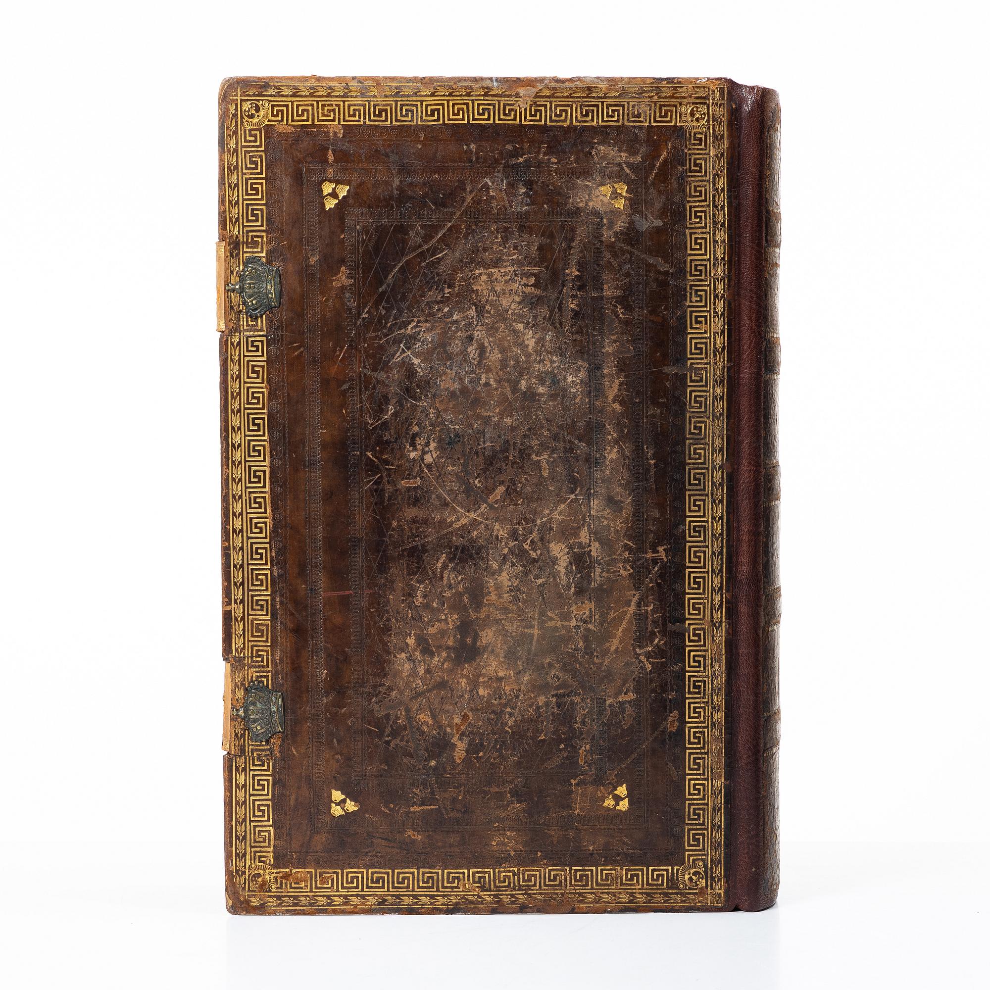 Karl XII:s stora kyrkobibel, 1702-3, med Peringskiölds bibliska historia, 1713.