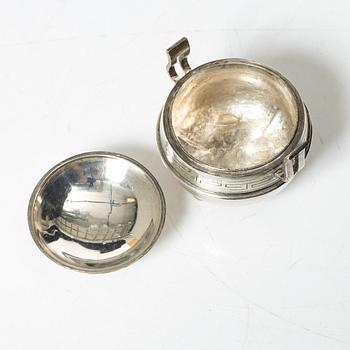 A group of six Japanese salts / boxes, some marked sterling silver, around 1900.