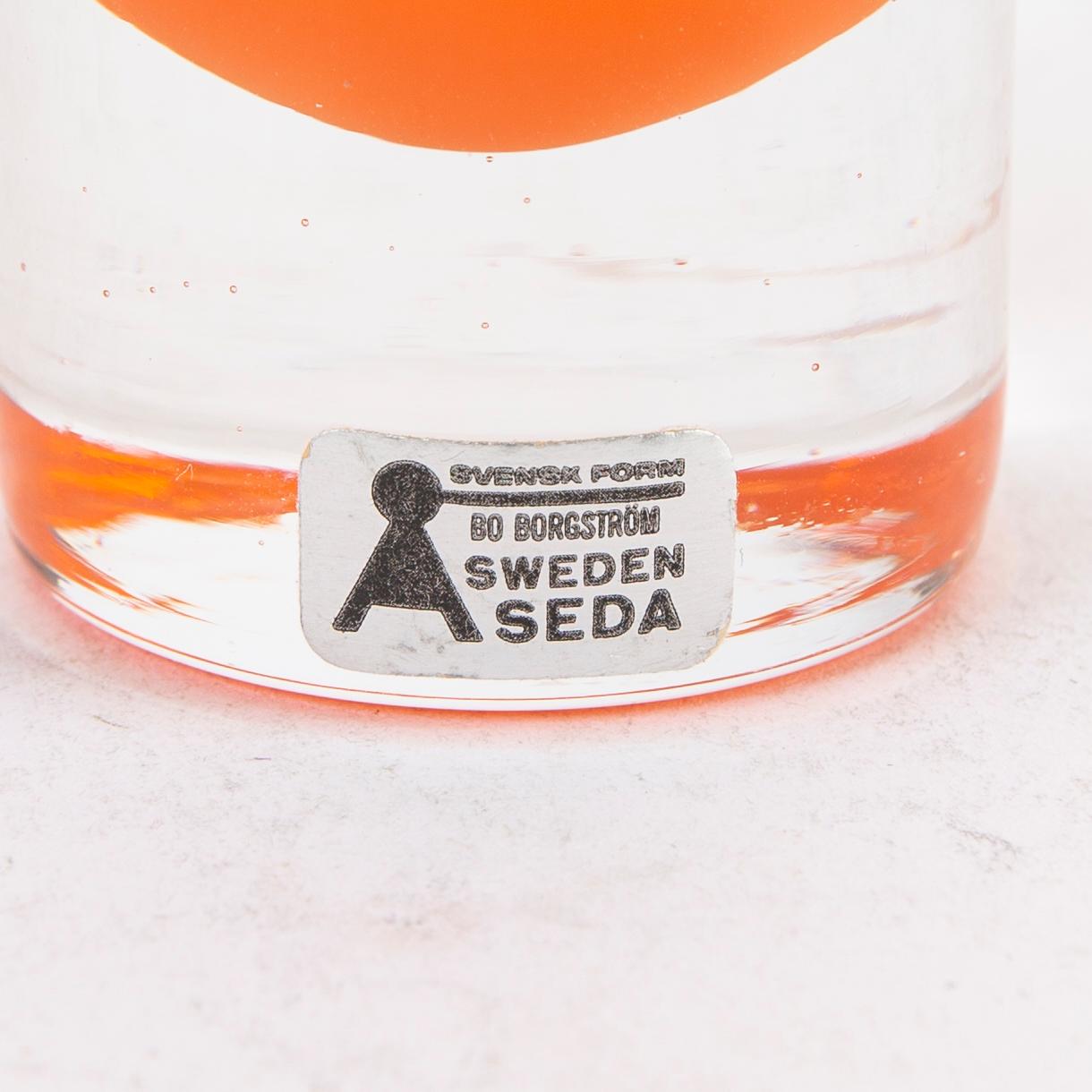 Bo Borgström, vaser, 6 st, glas Åseda Glasbruk, 1960-tal.
