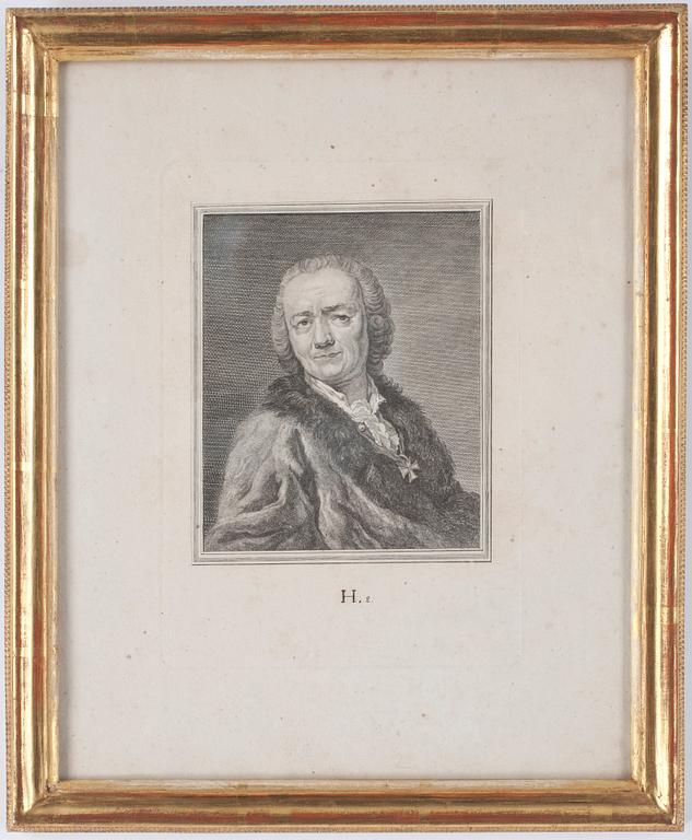 GRAVYRER, 2 st, Johann Carl Hedlinger, 1700-tal.