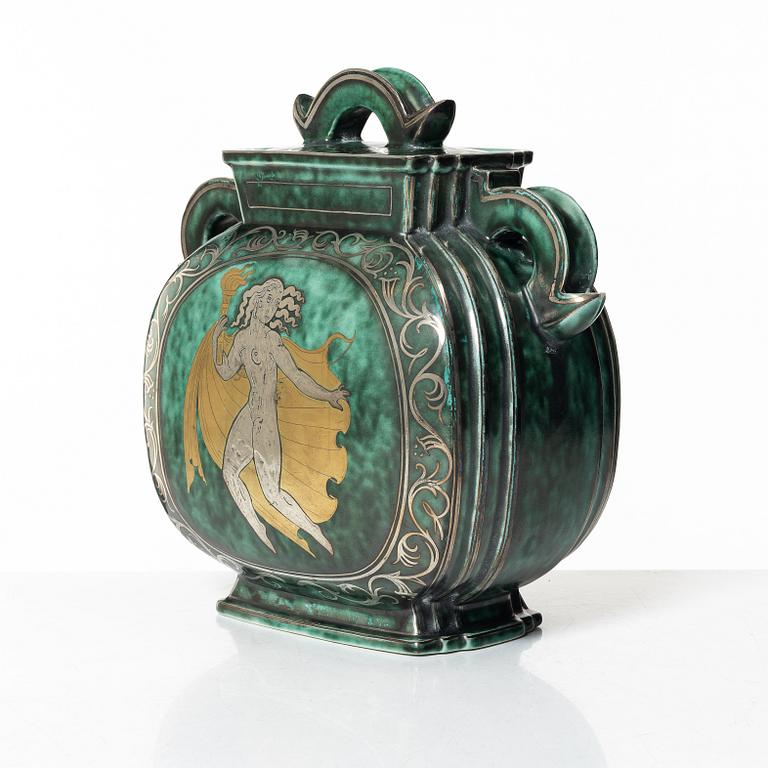 Wilhelm Kåge, a lidded ceramic 'Argenta' vase, Gustavsberg, 1930.