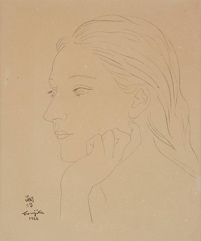 Tsuguharu Foujita, Young woman in profile (Tête de femme de profil).