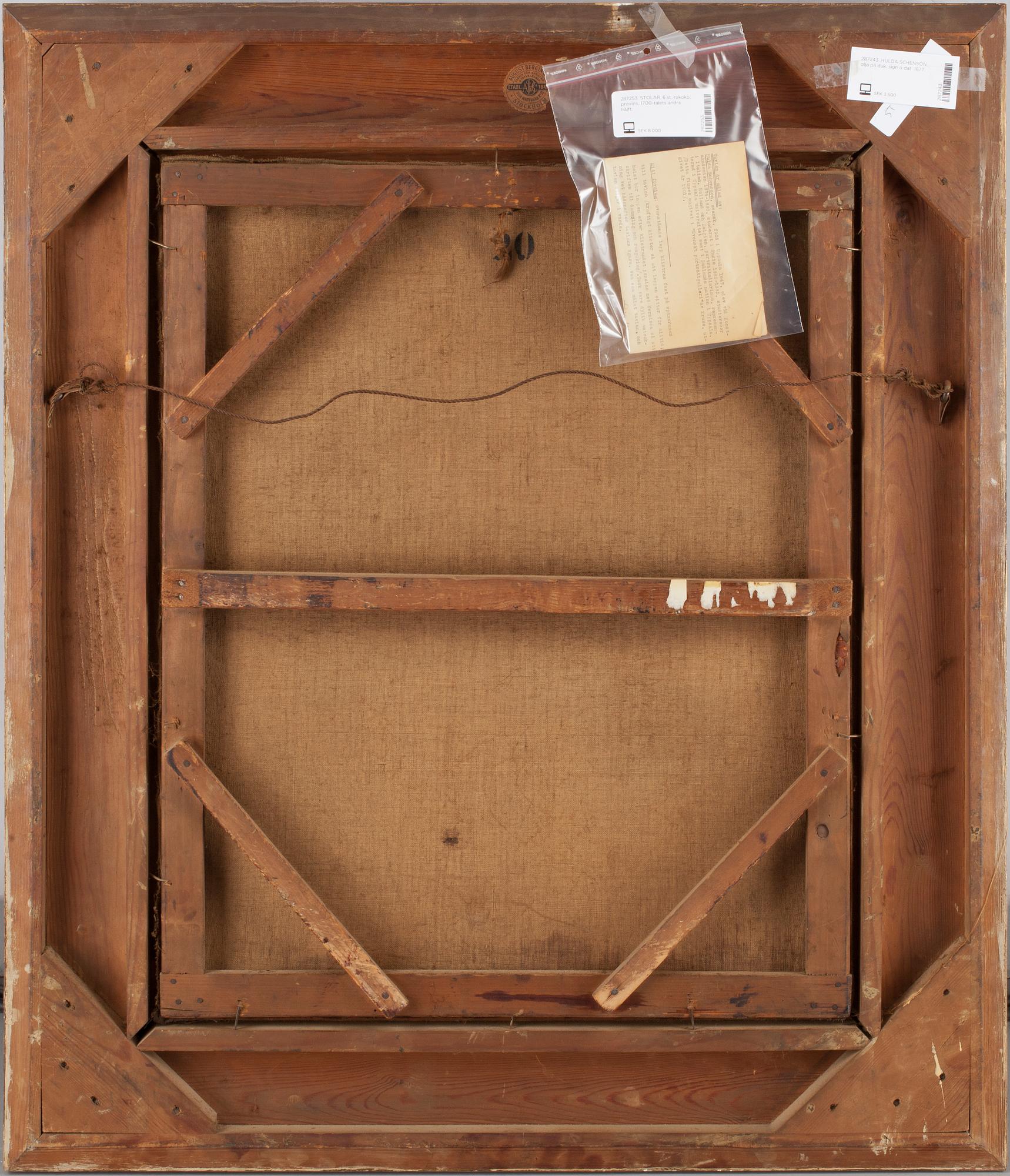 HULDA SCHENSON, olja på duk, sign o dat  1877.