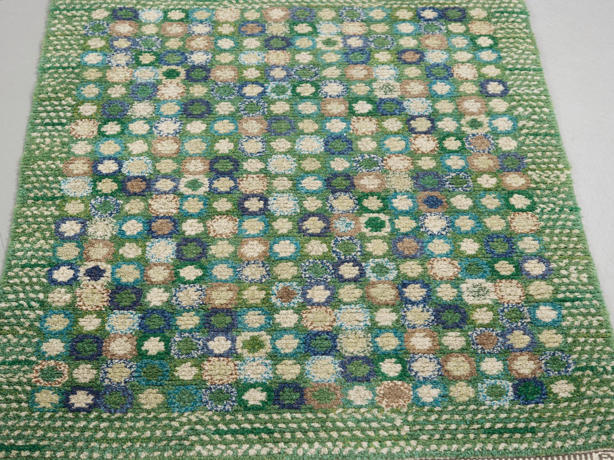 Barbro Nilsson, MATTA. "Bankrabatten grön". Flossa. 107 x 83,5 cm. Signerad AB MMF BN.