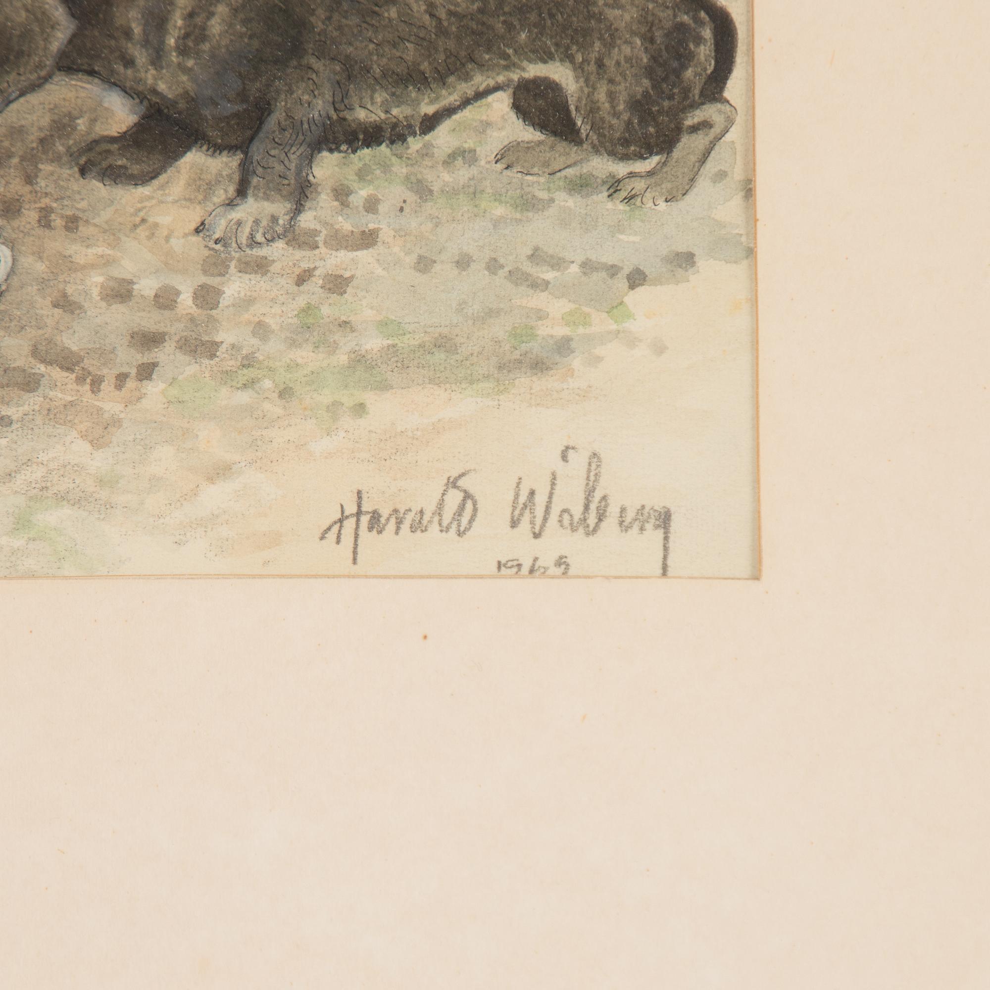 Harald Wiberg, Dachshounds with a badger.