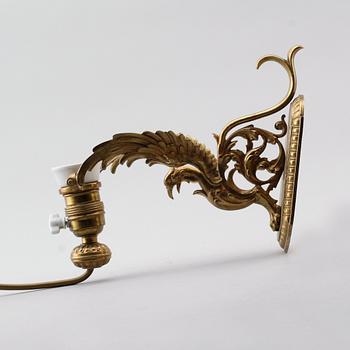VÄGGLAMPA, mässing, 1800-talets andra hälft.