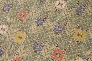 Märta Måås-Fjetterström, draperi, "Rågen", inplock på linnebotten, ca 246 x 147 cm, signerad MMF.