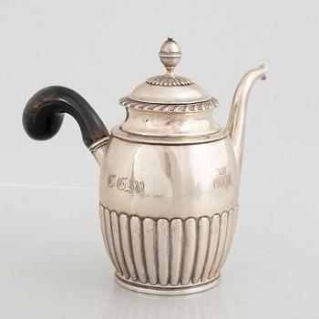 A Swedish Empire silver coffee pot, mark of Gustaf Folcker, Stockholm 1830.