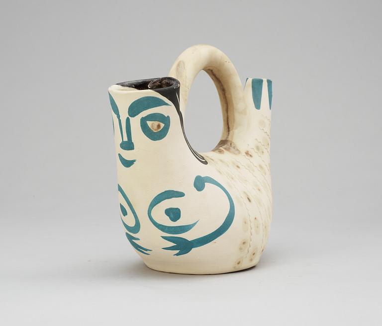 A Pablo Picasso 'Figure de proue' faience pitcher, Madoura, Vallauris, France 1952.