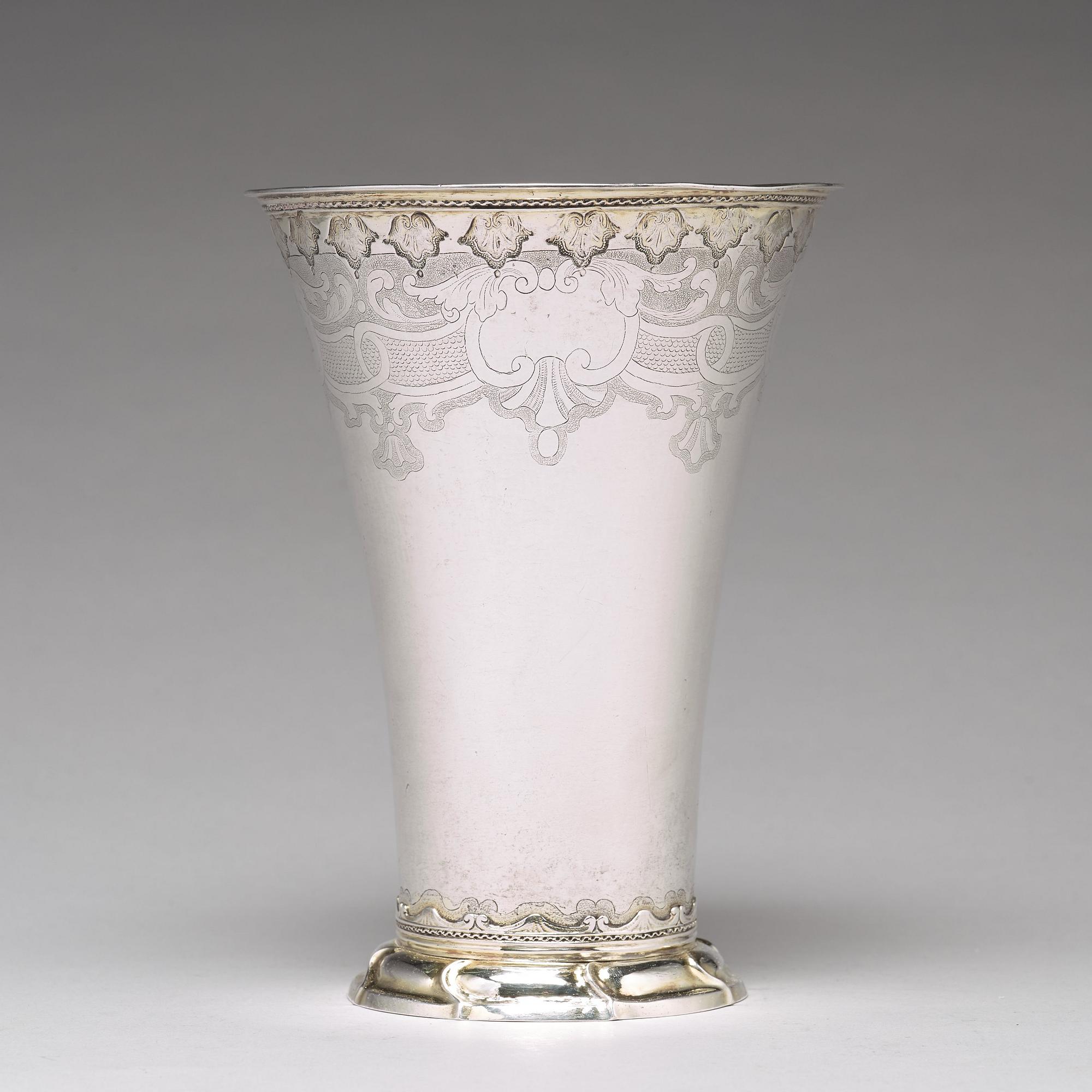 A Swedish 18th century parcel-gilt silver beaker, mark of Sven Örn, Stockholm 1757.