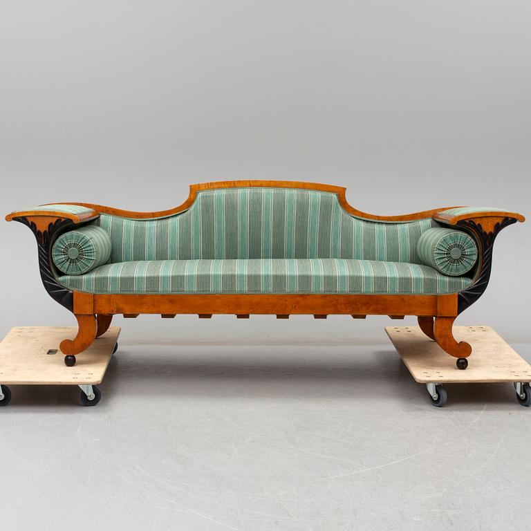 A late 19th century birch sofa.