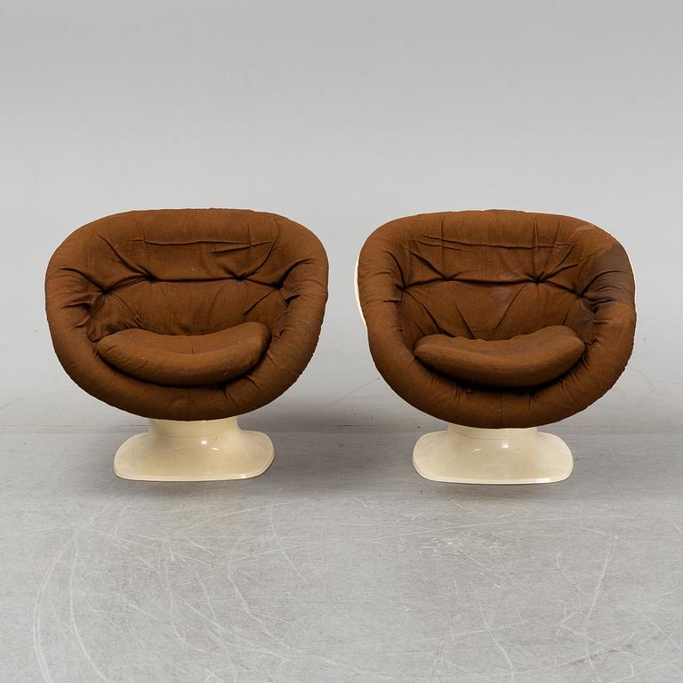 Team Tillberg, a pair of easy chairs, model 'Apollo' Overman AB, Tranås, Sweden 1970's.