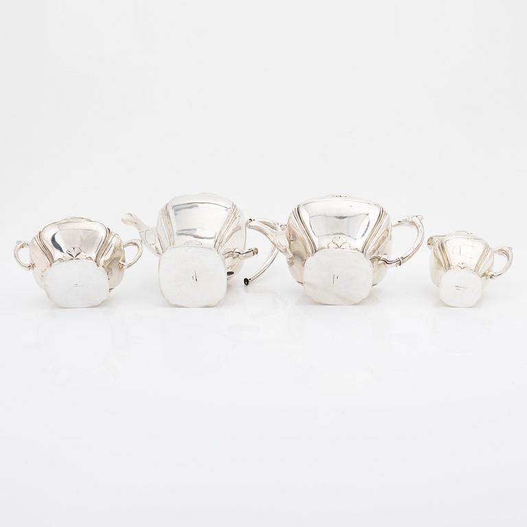 Carl Fredrik Carlman, kaffeservis, 4 delar, silver, jugend, Stockholm, 1907.