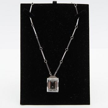 Wiwen Nilsson, necklace, sterling silver with step-cut rock crystal, Lund, 1944.