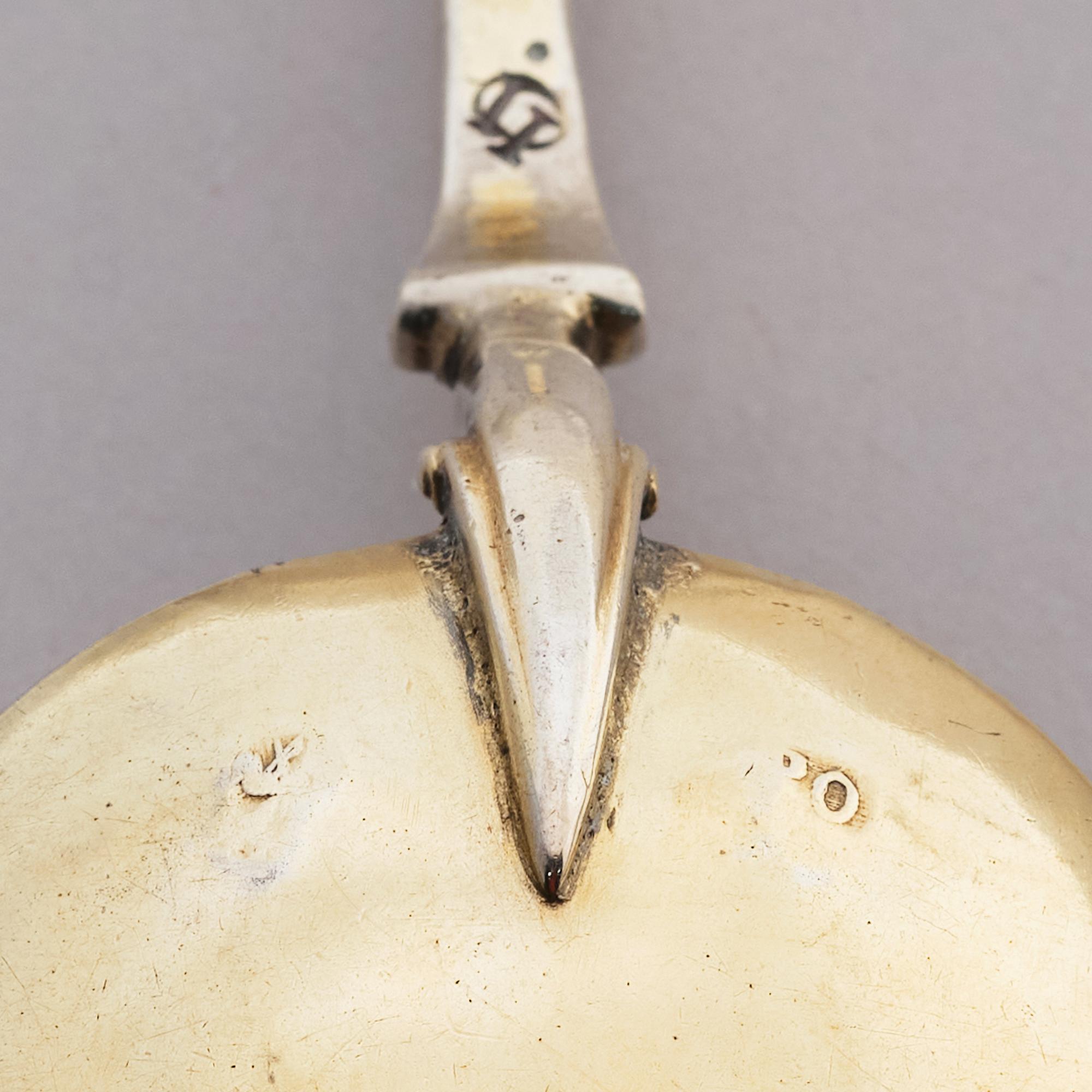 A parcel-gilt Baroque silver spoon, 18th century.