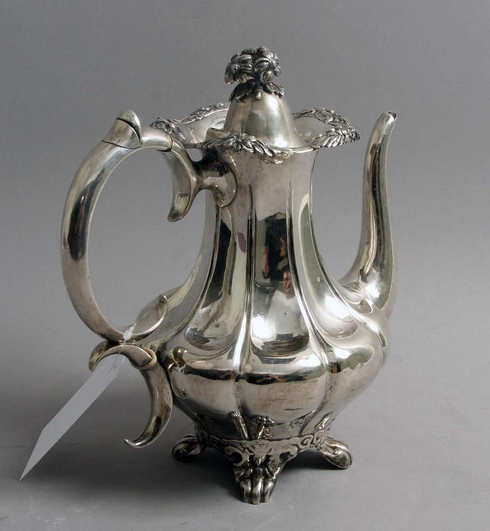 KAFFEKANNA, silver, Johan Wahlström, Jönköping, nyrokoko, 1863.