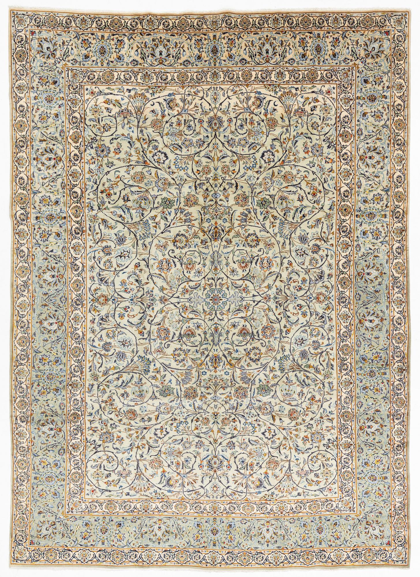 Carpet, Keshan, signed Ahalbaf, circa 400 x 289 cm.