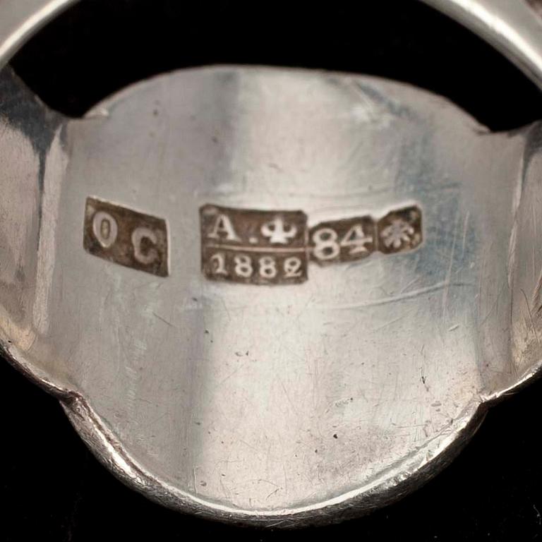 RING samt BROSCH, silver, turkos, Ryssland, 1800-talets slut. Tot vikt ca 22,5 gr.