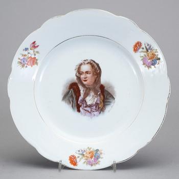 TALLRIK, porslin, Meissenliknande märke, omkring 1900.