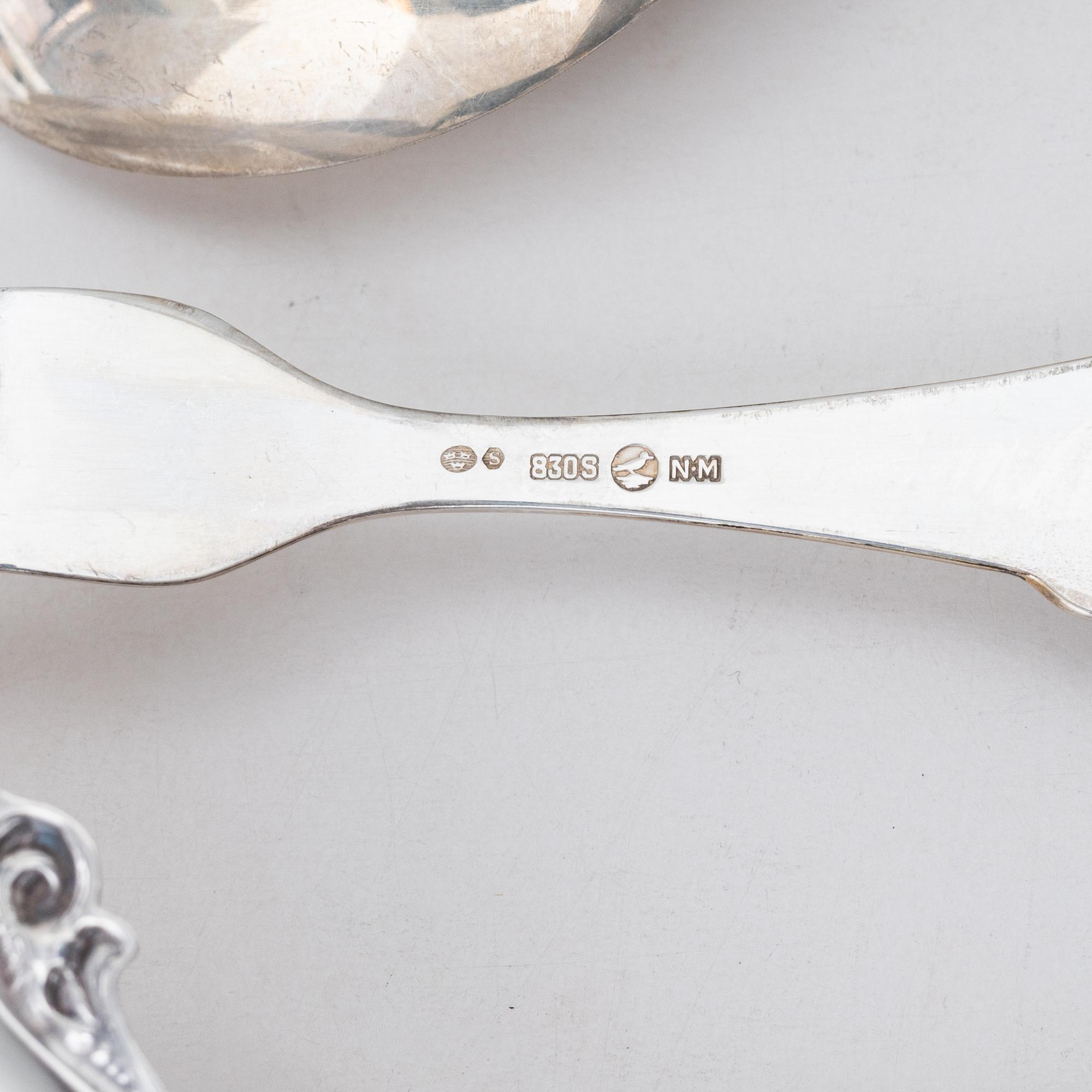 Bestickservisdelar, 16 delar, silver, Norge.
