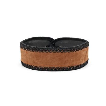 YVES SAINT LAURENT, a brown suede belt from 1970s/80s.