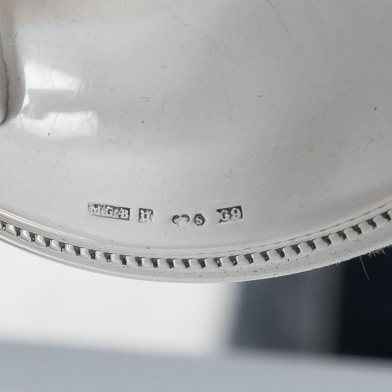 Ljusstakar, 4 st, silver, MGAB, Uppsala 1957.