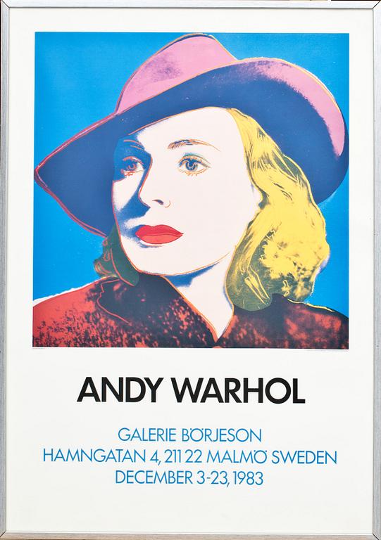 ANDY WARHOL, efter, affisch, Galerie Börjeson, Malmö 1983.