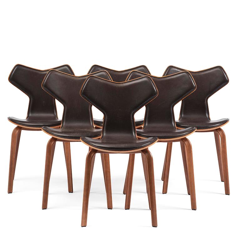 Arne Jacobsen, stolar, sex stycken, "Grand Prix", Fritz Hansen, 2021.