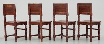 MATBORD SAMT STOLAR, 5 delar, allmogestil, omkring 1900.