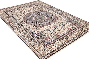A part silk Nain carpet, 9LA, a. 344 x 245 cm.