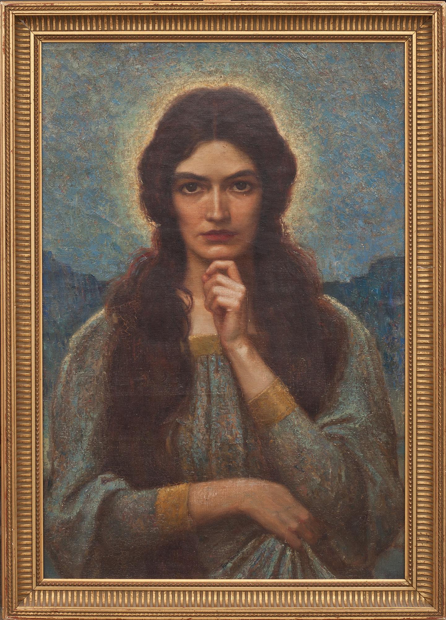 OKÄND KONSTNÄR, olja på duk. Signerad a tergo Trever Prescott. Omkring 1900.