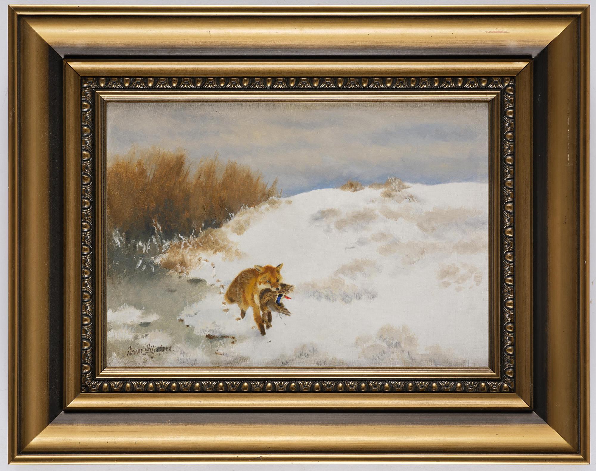 Bruno Liljefors, Fox with duck.