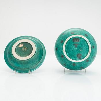 Wilhelm Kåge, maljakko ja kolme kulhoa, "Argenta", Gustavsberg.