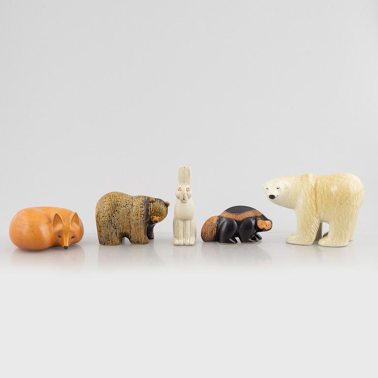 Lisa Larson, figuriner, 5 st, ur serien "Skansen", Gustavsberg.