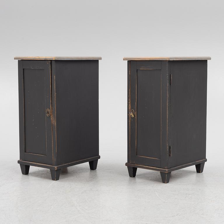 Bedside tables, a pair, first half of the 20th century.