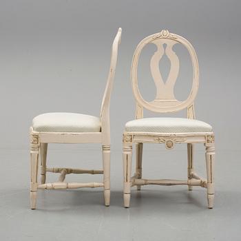 STOLAR, 3 st, snarlika,, Gustavianska, en signerad Anders Hellman (mästare i Stockholm 1761-1793).