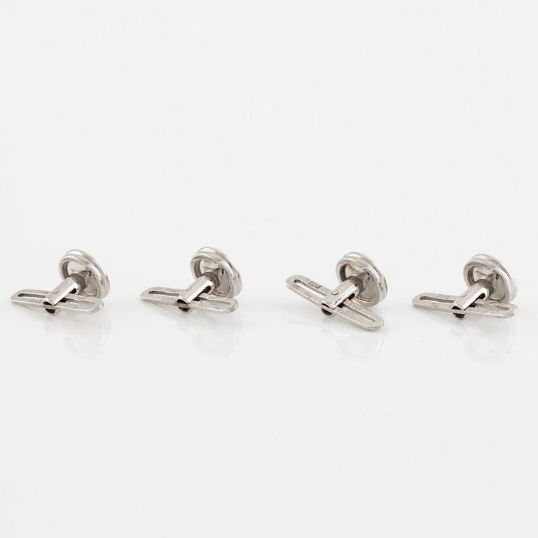 Two pairs 18K white gold shirt buttons.